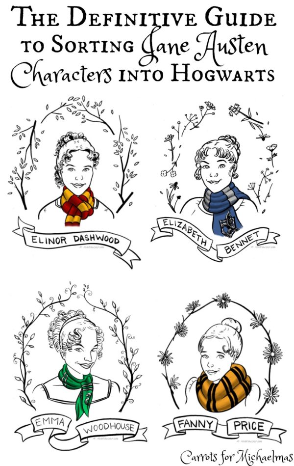 The Definitive Guide to Sorting Jane Austen Characters into Hogwarts Houses // Carrots for Michaelmas