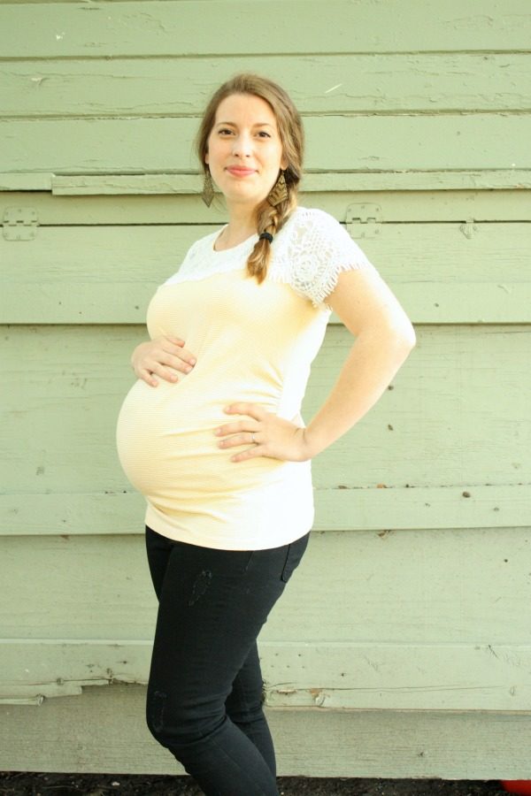 Ravi Maternity Lace Yoke Knit Top by Skies Are Blue from Stitch Fix